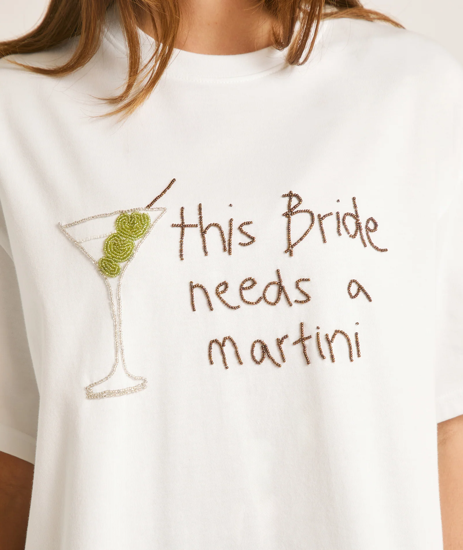 Bride Needs a Martini Beaded Tee - White - Image 4
