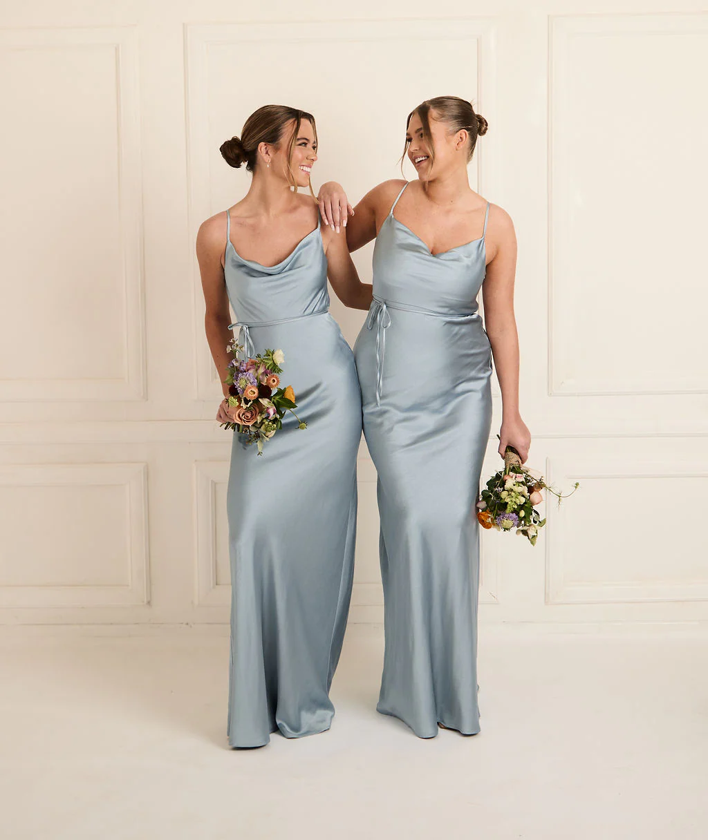 Cami Cowl Satin Bridesmaid Dress - Dusty Blue - Image 6