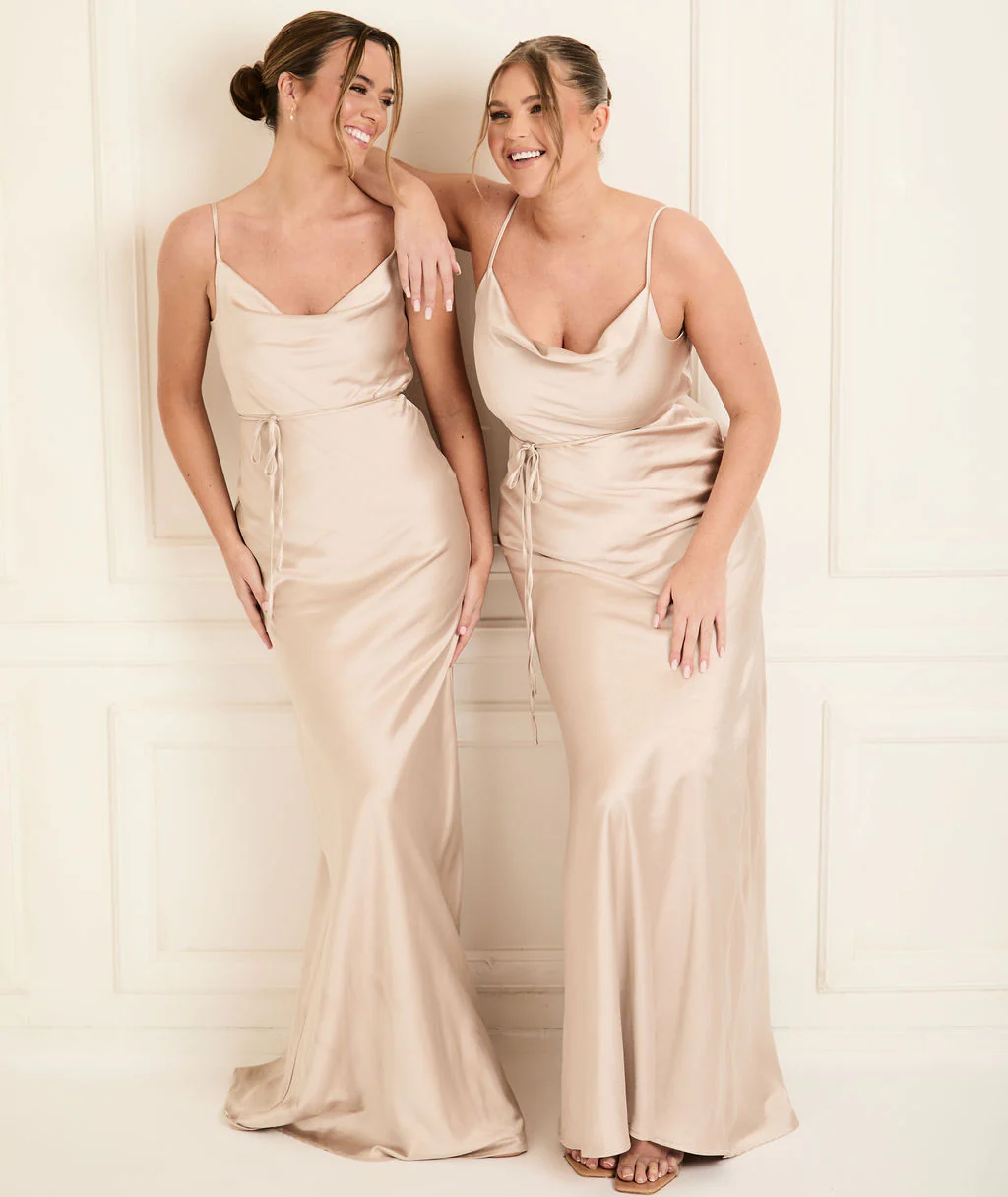 Cami Cowl Satin Bridesmaid Dress - Oyster - Image 7