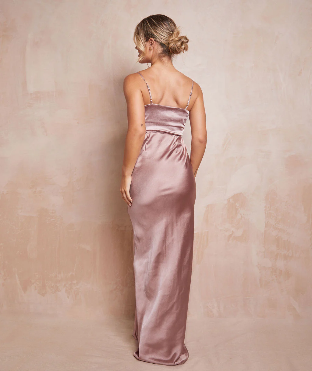 Cami Cowl Satin Bridesmaid Dress - Rose - Image 4