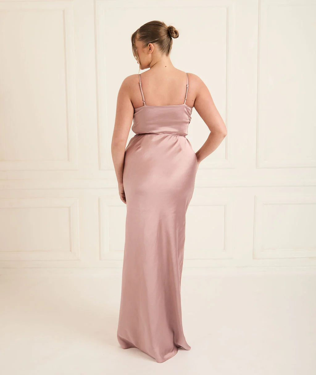 Cami Cowl Satin Bridesmaid Dress - Rose - Image 7