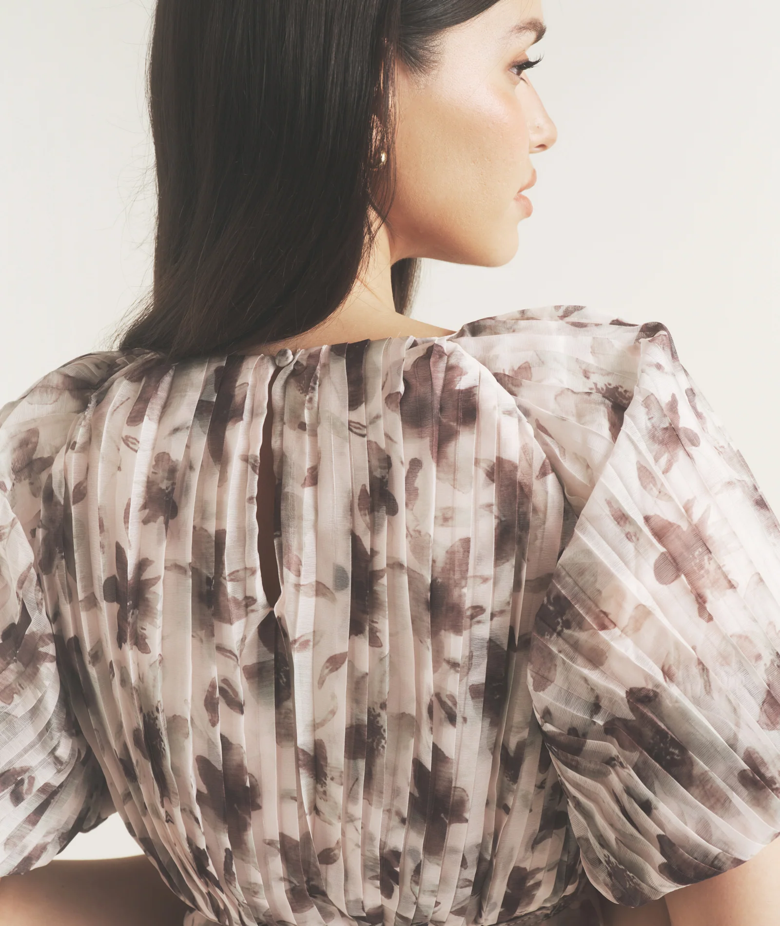 Floral Pleat Detail Midi Dress - Pink - Image 5