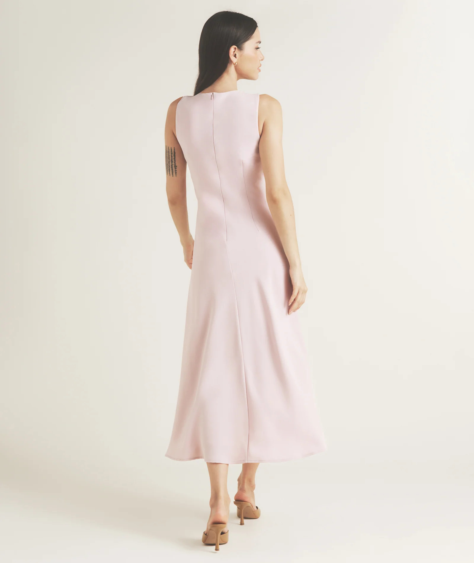 Knot Detail Sleeveless Midi Dress - Pale Lilac - Image 4