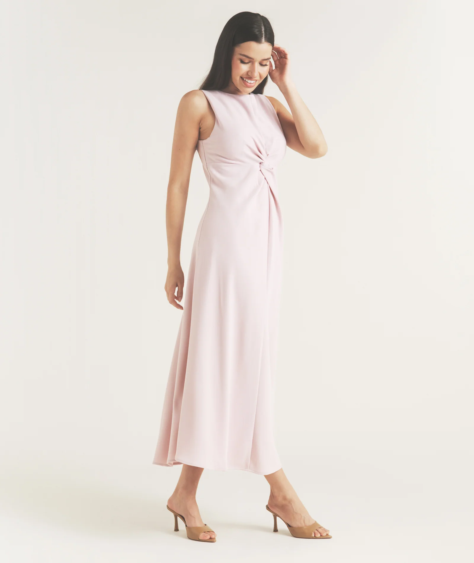 Knot Detail Sleeveless Midi Dress - Pale Lilac - Image 6