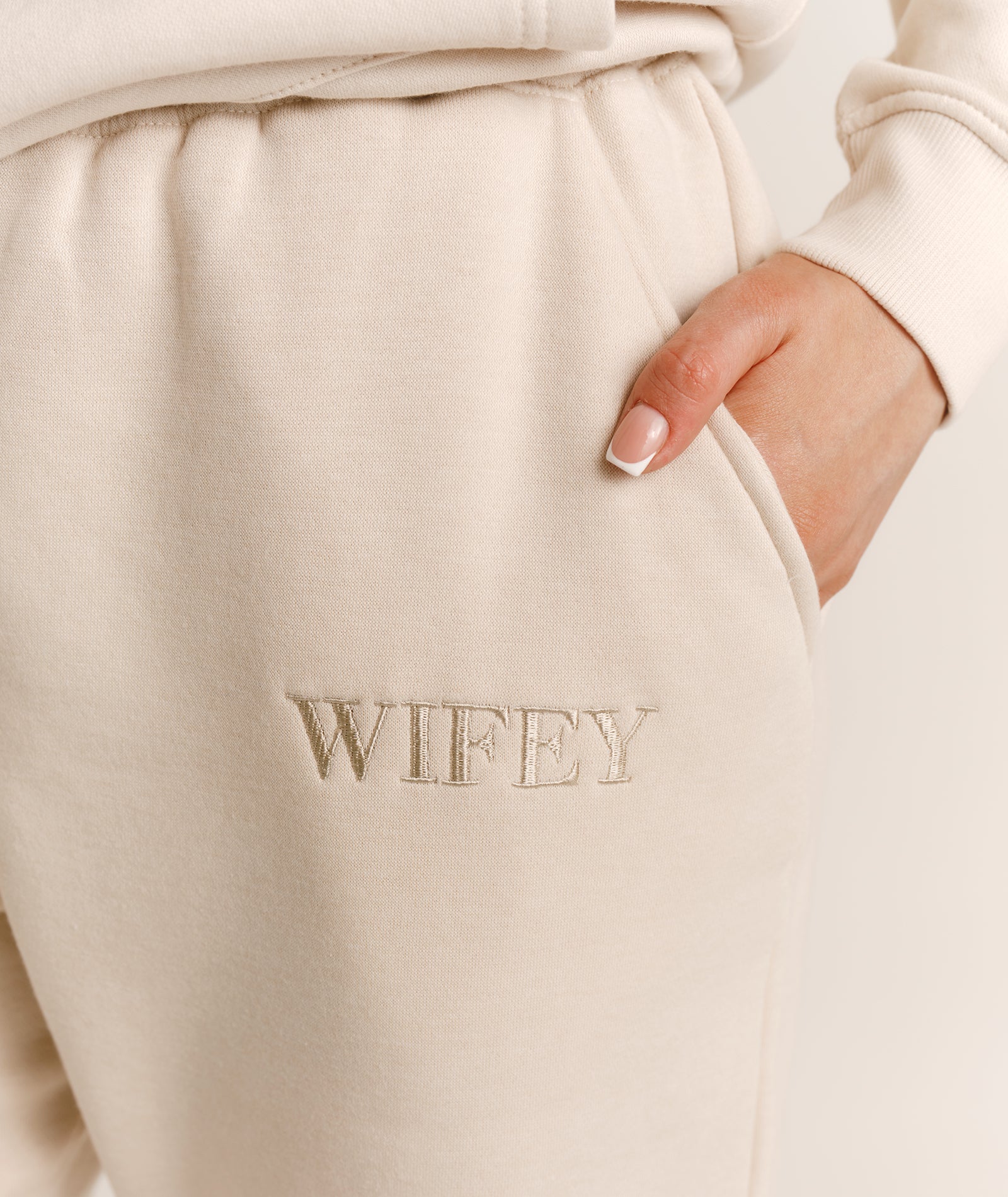 Wifey Statement Sweatpants - Champagne - Image 4
